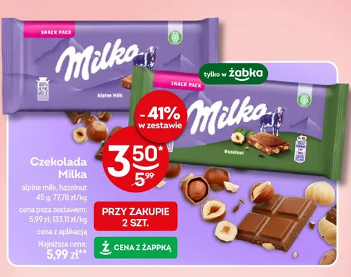 Czekolada alpine milk promocja w Żabka