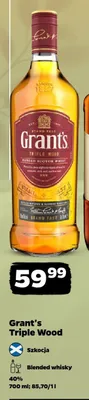 Whisky Grant's Triple Wood Blended 40% promocja w Netto