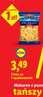 Makaron z pszenicy durum Pipe Rigate Combino promocja w Lidl