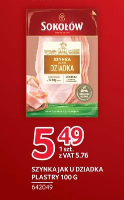 Szynka jak u Dziadka plastry Sokołów promocja w Selgros