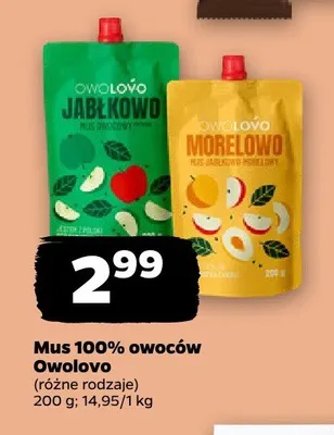 Mus 100% owoców Owolovo jabłkowo promocja w Netto