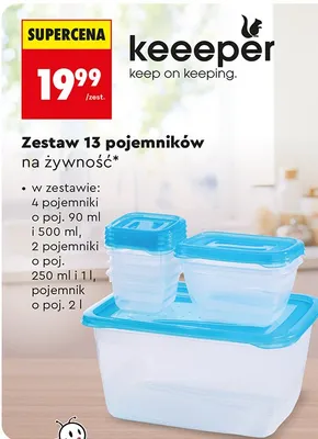 Zestaw 13 pojemników na żywność Keeeper promocja w Biedronka