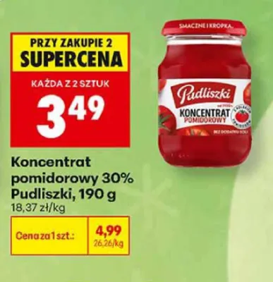 Koncentrat pomidorowy 30% Pudliszki promocja w Biedronka