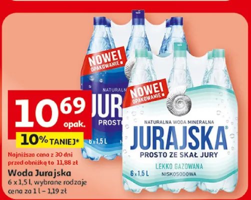Woda mineralna Jurajska lekko gazowana niskosodowa promocja w Auchan