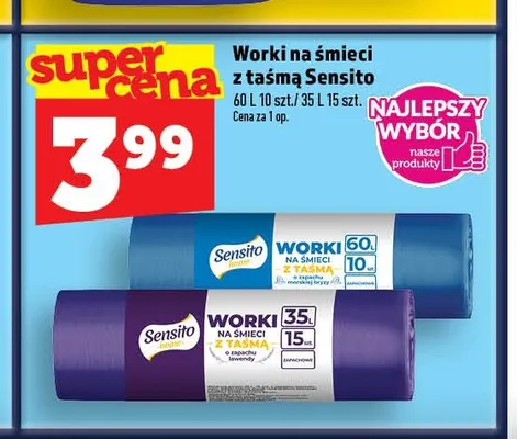 Worki na śmieci z taśmą Sensito 35 l promocja w TOPAZ