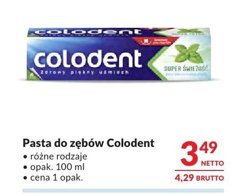 Pasta do zębów Colodent Super Świeżość promocja w Makro