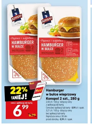 Hamburger w bułce wieprzowy Konspol 2-pak promocja w Twój Market