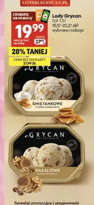 Lody Śmietankowe z sosem karmelowym Grycan promocja w Delikatesy Centrum