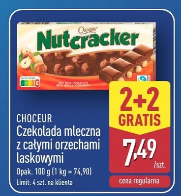 Czekolada mleczna z całymi orzechami laskowymi Choceur Nutcracker promocja w Aldi