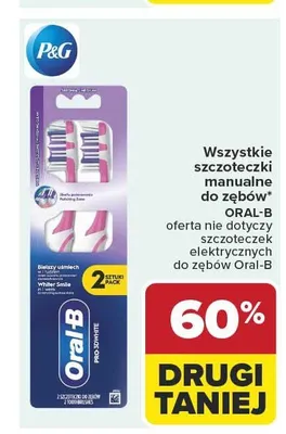 Szczoteczki manualne do zębów Oral-B 3D White 2-pak promocja w Carrefour Market
