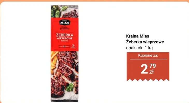 Żeberka wieprzowe barbecue Kraina Mięs promocja w Biedronka