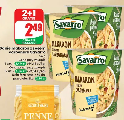 Makaron z sosem carbonara promocja w Dino