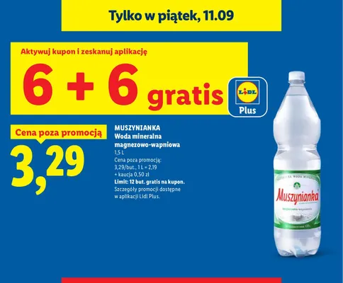 Woda mineralna gazowana magnezowo-wapniowa Muszynianka promocja w Lidl