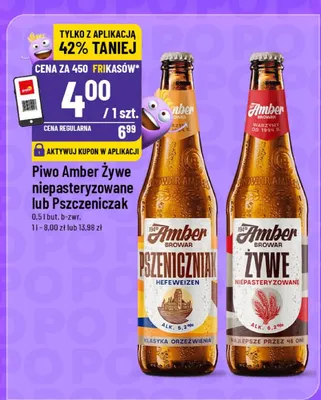 Piwo Amber Żywe niepasteryzowane promocja w POLOmarket