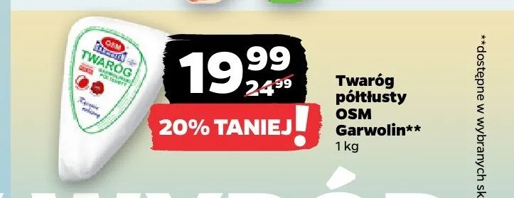 Twaróg półtłusty OSM Garwolin promocja w Netto