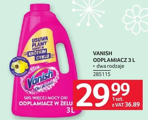 Odplamiacze VANISH ODPLAMIACZE 3 L promocja w Selgros