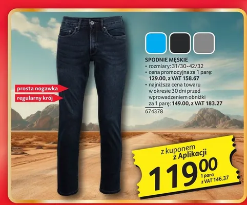 Spodnie męskie prosta nogawka regularny krój promocja w Selgros