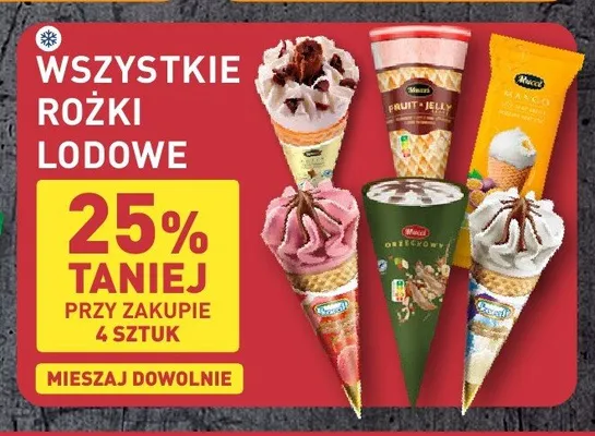 Rożek lodowy truskawkowy Mucci promocja w Aldi