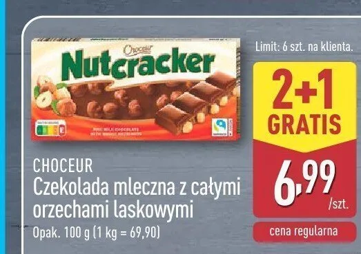 Czekolada mleczna z całymi orzechami laskowymi Choceur promocja w Aldi