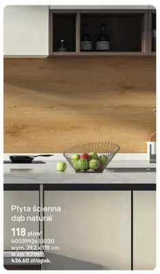 Płyta ścienna dąb natural 39,2x118cm promocja w Castorama