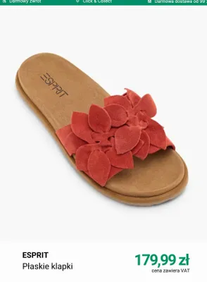Płaskie klapki Esprit promocja w Deichmann