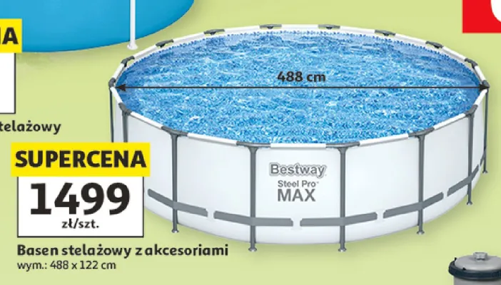 Basen stelażowy z akcesoriami Bestway Steel Pro MAX 488x122 cm promocja w Auchan
