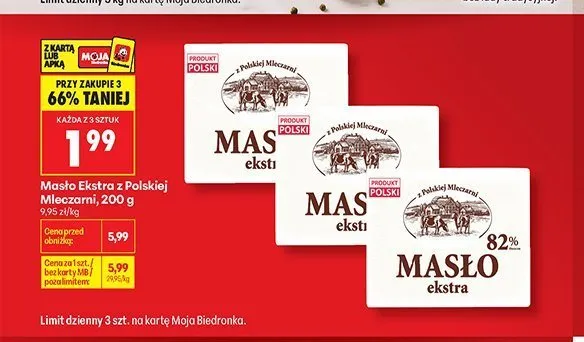 Masło Ekstra z Polskiej Mleczarni promocja w Biedronka