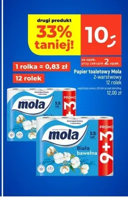 Papier toaletowy Mola Biała bawełna promocja w Dealz