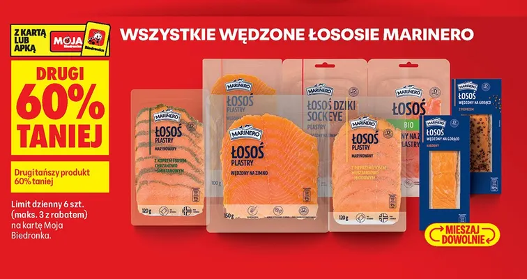 Łosoś wędzony na gorąco łagodny Marinero promocja w Biedronka