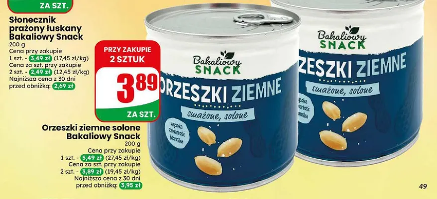 Orzeszki ziemne solone Bakaliowy Snack promocja w Dino