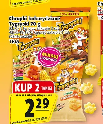 Chrupki kukurydziane Tygryski TBM promocja w Prim Market