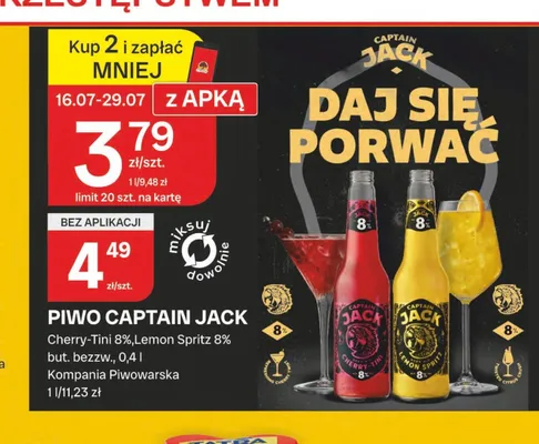 Piwo Captain Jack Cherry-Tini promocja w Chorten