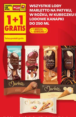 Lody wszystkie rodzaje 1+1 GRATIS promocja w Biedronka