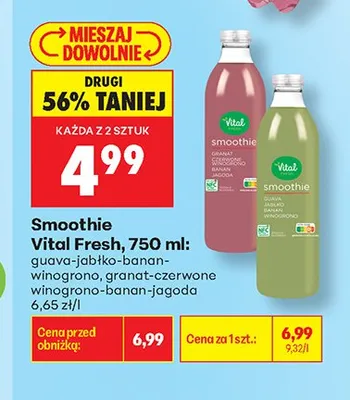 Smoothie Vital Fresh guava-jabłko-banan-winogrono promocja w Biedronka