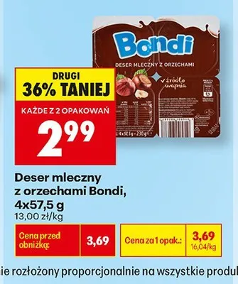 Deser mleczny z orzechami Bondi 4-pak promocja w Biedronka