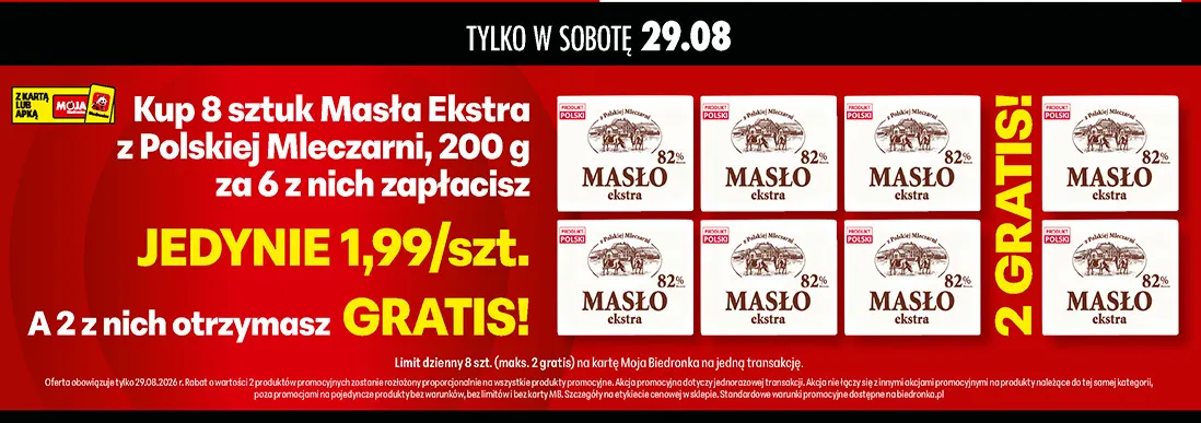 Masło ekstra Polska Mleczarnia 82% promocja w Biedronka