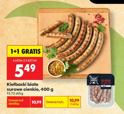 Kiełbaski białe surowe cienkie Czas na Grill promocja w Biedronka