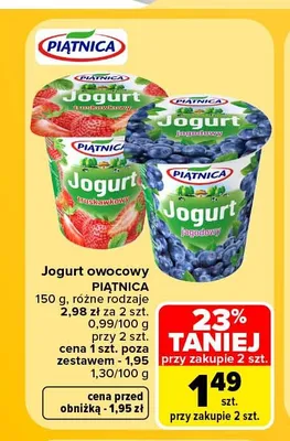 Jogurt jagodowy Piątnica promocja w Carrefour Market