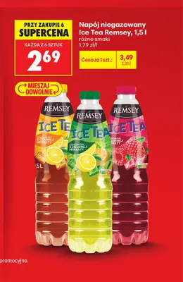 Napój niegazowany Ice Tea Remsey z ekstraktem z zielonej herbaty promocja w Biedronka