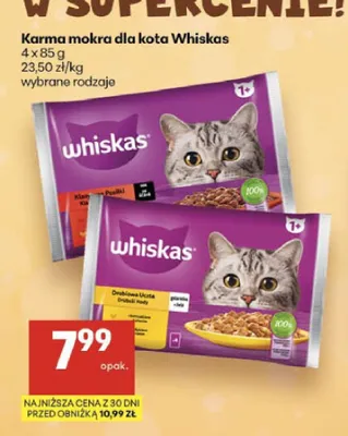 Karma mokra dla kota Whiskas 4-pak promocja w Delikatesy Centrum