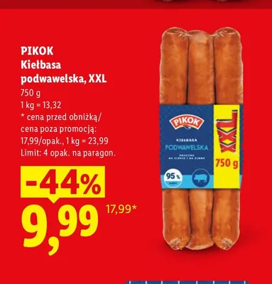 Kiełbasa podwawelska XXL Pikok promocja w Lidl