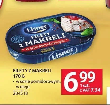 Filety z makreli w oleju Lisner promocja w Selgros