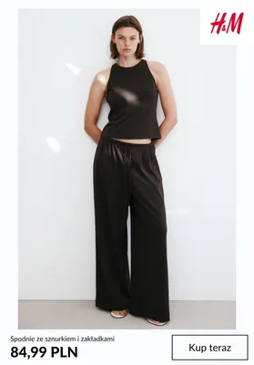Spodnie ze sznurkiem i zakładkami H&M promocja w H&M