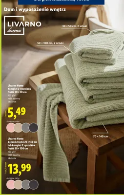 Ręcznik frotté 70 × 140 cm lub komplet 2 ręczników frotté 50 × 100 cm promocja w Lidl