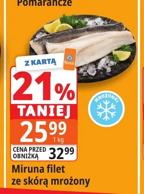 Miruna filet ze skórą mrożony promocja w Leclerc