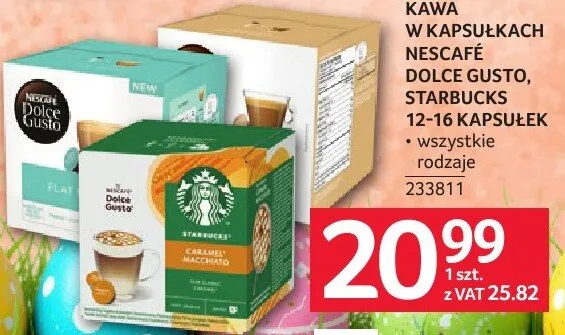 Kawa w kapsułkach NESCAFE DOLCE GUSTO STARBUCKS 12-16 KAPSUŁEK promocja w Selgros