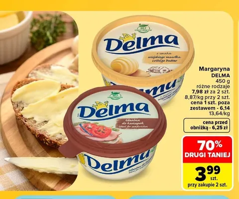 Margaryna Delma idealna do kanapek promocja w Carrefour