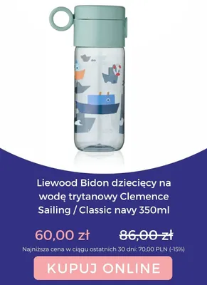 Bidon dziecięcy na wodę trytanowy Liewood Clemence Classic navy 350 ml promocja w 4kidspoint