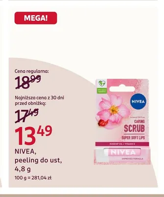 Peeling do ust Nivea promocja w Rossmann