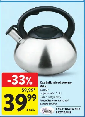 Czajnik nierdzewny Vita promocja w Intermarche